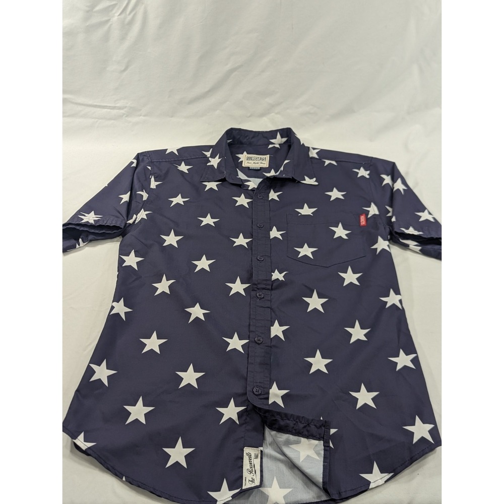 RSVLTS Shirt Mens Medium‎ Navy White Stars The Hubble Performance Patriotic USA - Picture 3 of 7